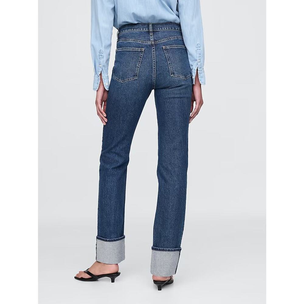 NWT Gap High Rise Cuffed '90s Slim Straight Jeans Blue Denim Plus Size 33 16 - Picture 9 of 12